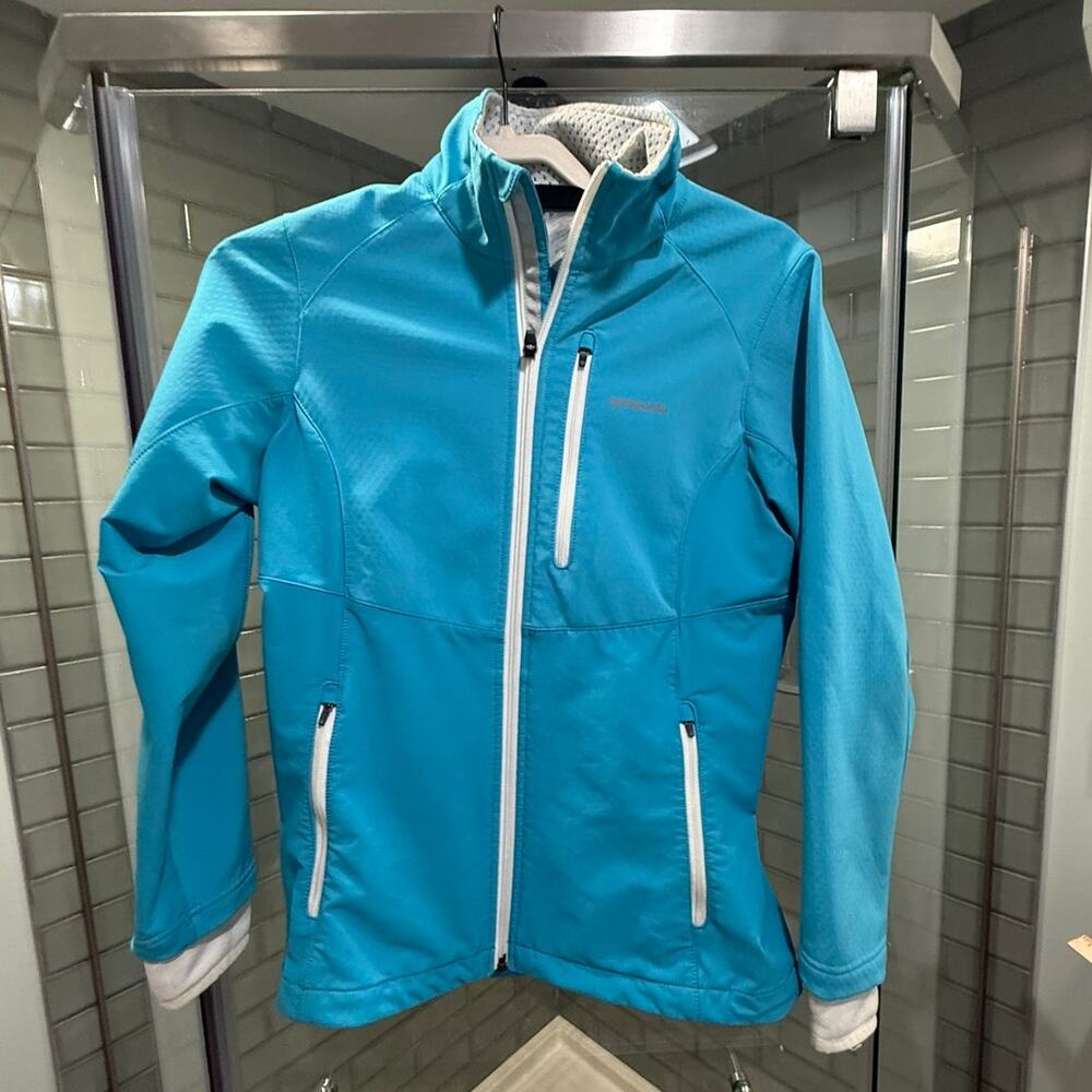 Patagonia Womens XS Blue Turquoise Softshell Full Zip Outdoor Jacket
